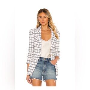 NWT 1. STATE Chic Windowpane Blazer Size 2 in Soft Ecru White Black